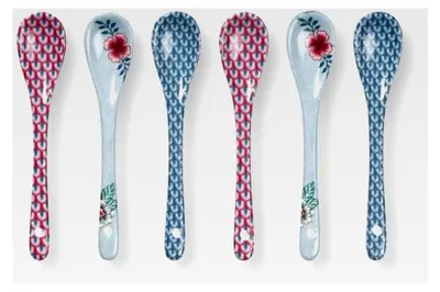 Produktbild von Set aus 6 Teelöffeln mit orientalischem Blumendesign in Blau