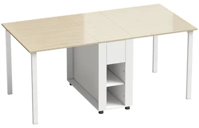 Immagine prodotto di Tavolo pieghevole per 6 persone | Colore: Bianco + legno naturale | Dimensioni: 168,2 x 85 x 73 cm