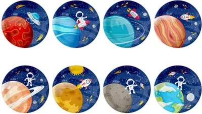 Image de Assiette en papier univers 18cm 8pcs - Party Pal