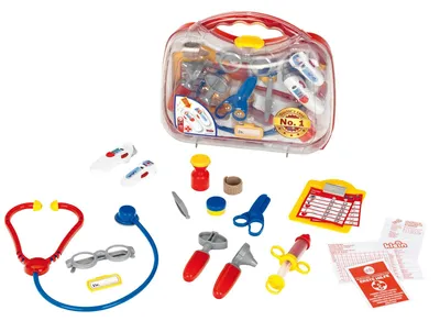Produktbild von Arztkoffer Spielzeug-Arztkoffer Arzttasche - Mit Herzfrequenzmesser und Thermometer - Stethoskop und Spritze - Ab 3 Jahren