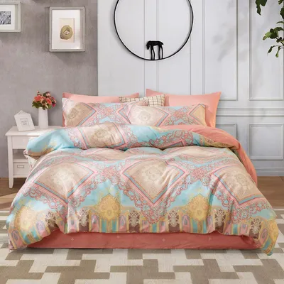 Productafbeelding van Bettenset, 200x220 cm, 3-delig, roze, bohemienstijl, katoen, met rits