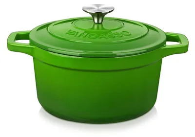 Produktbild von Emaillierter Gusseisen Schmortopf 2 L rund 20 cm Grün Induktionsgeeignet Ofenfest