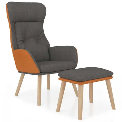 Obrázok produktu pre vidaXL Relax kreslo s taburetom Tmavo šedá umelá koža a látka