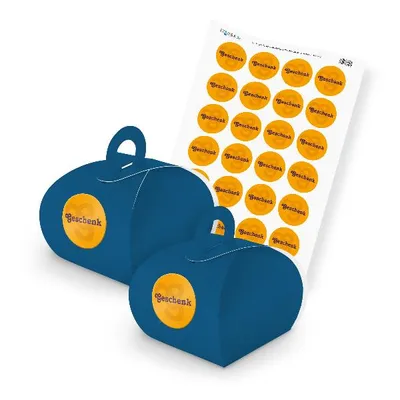 Produktbild von itenga SET Geschenk (Motiv 5) 24x Geschenkschachtel mit Griff dunkelblau + Stick