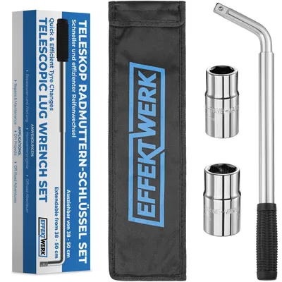 Produktbild von Radmutterschlüssel Kreuzschlüssel - 1/2 Zoll - Teleskop - 38 - 50 cm - Doppelschlüssel 17/19 mm und 21/23 mm