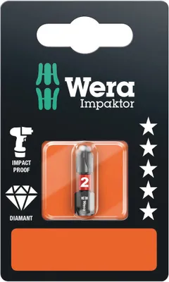 Image de Embout cruciforme Wera PH 2 851/1 IMP DC SB SiS Acier à outils allié, revêtu de diamant D 6.3 1 pce