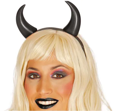 Productafbeelding van Duivelse Halloween haarband, kostuumaccessoire, rood, party, duivelhoorns, haarband voor volwassenen, griezelig demonen-kostuum, carnaval, horror, kleur: zwart