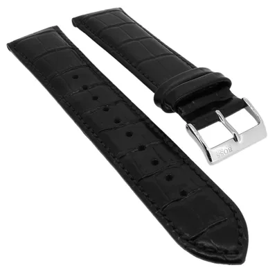 Produktbild von Hugo Boss | Uhrenarmband 20mm Leder Kroko-Optik schwarz 1513283