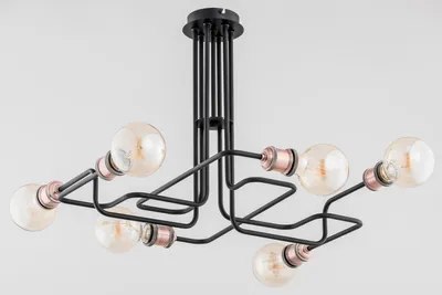Obrázok produktu pre Závesná lampa HOOK čierna 6xE27x15W kov rozmery: 44x63x53 cm IP20 Alfa