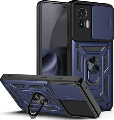 Produktbild von Motorola Edge 30 Neo Hülle - Coverup Armor Ring Ständer Back Cover mit Kamera Schutz - Blau