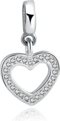 Produktbild von PANDACHARMS Herz mit Steinen Charm Anhänger, 925er Sterling Silber, passt zu Pandora
