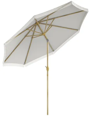 Image de Parasol de jardin inclinable parasol avec manivelle š€ franges style bohššme 8 baleines ? 265 x 244 cm blanc