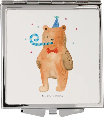 Produktbild von Mr. & Mrs. Panda Handspiegel Bär Geburtstag - Weiß - Geschenk, Alles Gute, Taschenspiegel, Kosmetikspiegel, Frauen Spiegel, Klappspiegel, Happy Birthday, Schminkspiegel