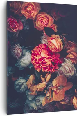 Produktbild von Bild auf Leinwand - Leinwandbild - Einteilig - Blumenstrauß Blumen Rosen - 70x100cm - Wand Bild - Wanddeko - Wandbilder - Leinwanddruck - Wanddekoration - Leinwand bilder - Wandbild - PA70x100-5002