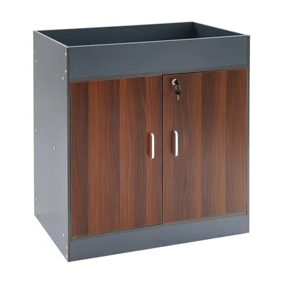 Produktbild von Büroschrank mit Schiebetüren Abschließbar Aktenschrank Schwarz&Eichenfarbe 80x40x80cm