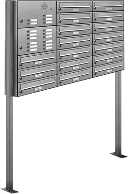 Produktbild von 17er Edelstahl Briefkasten Standanlage Freistehend mit Klingel
