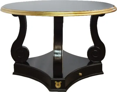 Produktbild von Casa Padrino Barock Esstisch Rund Schwarz / Gold Mahagony Holz 120 cm - Tisch