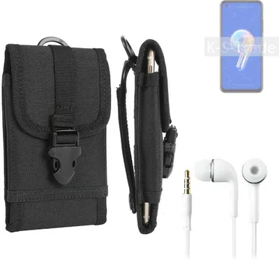 Produktbild von K-S-Trade Holster Schutz Hülle kompatibel mit Asus Zenfone 9 Gürteltasche Handy Hülle Tasche outdoor Seitentasche schwarz 1x + Kopfhörer