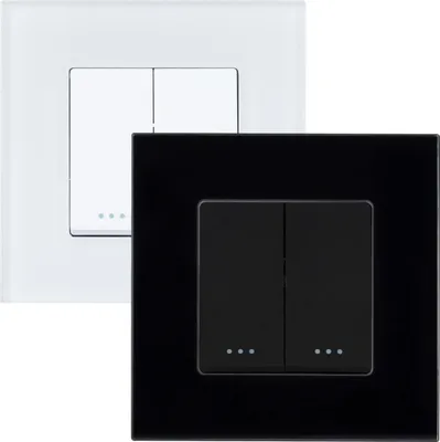 Produktbild von Doppelschalter mit PC-Rahmen Modern Schwarz