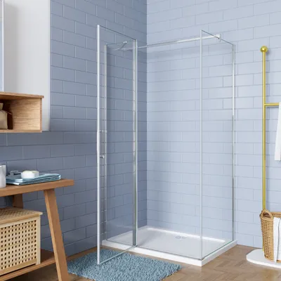 Produktbild von 80x70x195cm Duschkabine+Stabilisationsstange 90cm Eckeinstieg 180°Schwingtür Duschabtrennung 6mm Nano Glas