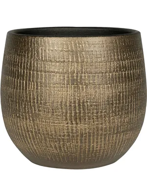 Produktbild von Pflanztopf/Blumentopf im eleganten, modernen Design-Look aus Metall in Gold mit einem Durchmesser von 22 cm und einer Höhe von 20 cm