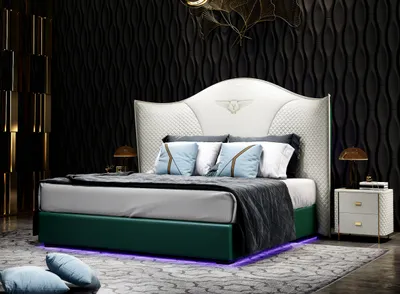 Produktbild von Klassisches Bett Barock Stil Doppel Holz Hotel Betten Schlafzimmer 180x200cm