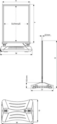 Produktbild von Kundenstopper WindPro DIN A1, Farbe RAL 9005 tiefschwarz (pulverbeschichtet) ohne Top-Schild