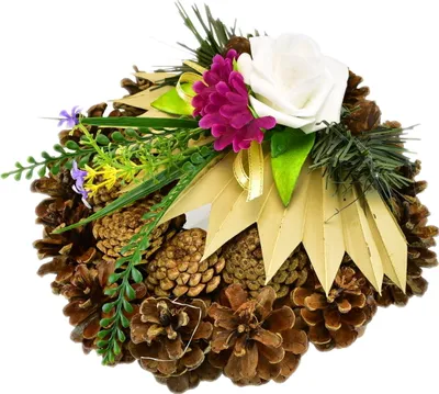 Produktbild von Tannenzapfenkranz mit weißer Rose Ø22 cm