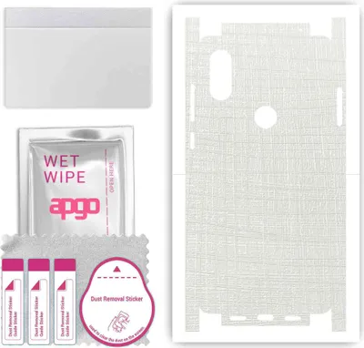 Produktbild von apgo Rückseite + Seiten Schutzfolie, Skin, kompatibel mit Xiaomi Mi Mix 2S, Hinten Displayschutzfolie aus Vinylfolie, kratzfest, einfache Montage - Weißer Stoff