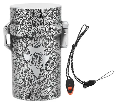 Produktbild von Tragbarer, luftdichter Behälter aus leichter, wasserdichter und versiegelter Aufbewahrungsbox aus Aluminiumlegierung mit Pfeife und Seil für Reisen, Silber