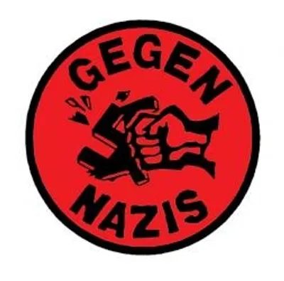 Zdjęcie produktu dla Przeciw nazistom - czerwono-czarna naszywka, tkana