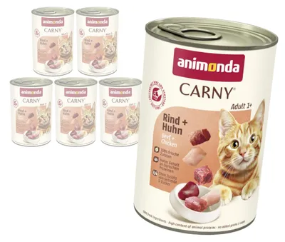 Zdjęcie produktu dla Animonda Carny Adult 6x400g Mokra Karma Dla Kota z Wołowiną i Kurczakiem