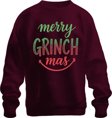 Produktbild von merry GRINCH mas Weihnachten Lustig Grinch Geschenk Familie Spaß Uni Sweatshirt Pullover, Burgundy, XL