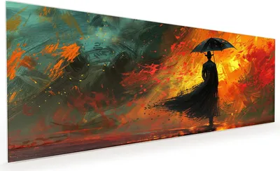 Produktbild von Küchenrückwand Spritzschutz Glas mit Motiv Mann Mit Regenschirm 40 x 40 cm