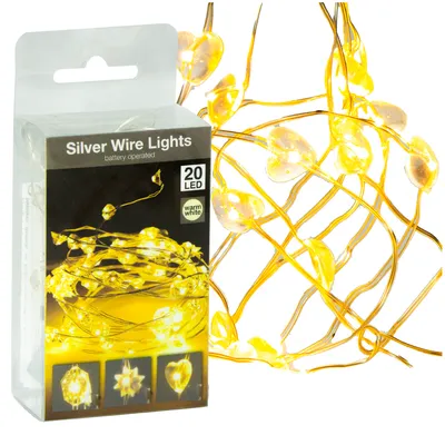 Immagine prodotto di Luminarie a filo con 20 LED a batteria, Natale, bianco caldo, 95 cm, cuori