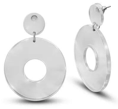 Produktbild von Statement Ohrhänger Damen groß rund 80er Retro Ohrringe Kunststoff transparent - clear