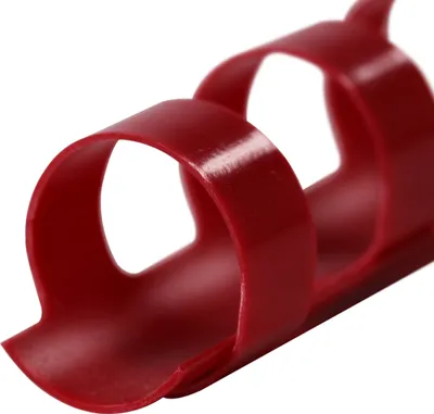 Produktbild von Plastikbinderücken, ROT, 12 mm, 21 Ringe, 100 Stück, für ca. 80 Blatt – Plastikringbindung, Spiralbindung, Ringbindung