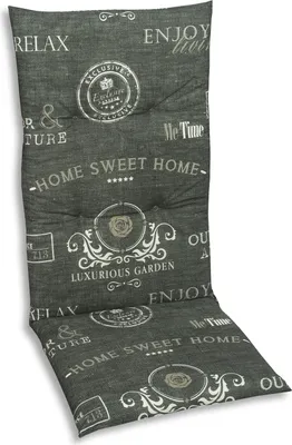 A chair cushion with a patterned fabric.