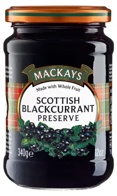 Produktbild von MACKAYS Blackcurrant Preserve – Schwarze Johannisbeer-Konfitüre, 340g