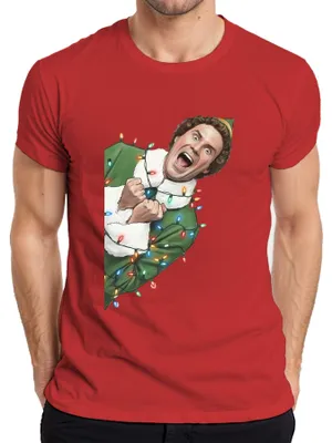 Obrázek produktu pro Buddy Christmas elf funny fairy lights Christmas film Christmas pánské tričko, červené, S