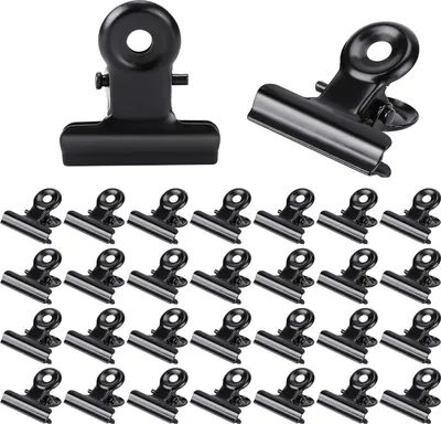 Produktbild von 30 Stück schwarze metallene Paperclips Scharnierclips 22 mm - Set von Mini-Papierklemmen für Fotos, Büro, Küche und Zuhause