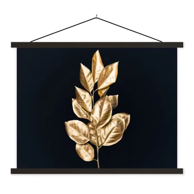 Produktbild von MuchoWow® Textilposter Pflanze - Blätter - Gold - Schwarz - Luxus 40x30 cm mit schwarzem Rahmen - Dekorationen