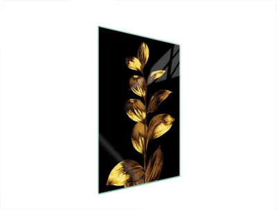 Produktbild von Herdabdeckplatte 35x52 Glaskeramikkochfeld Abdeckung Spritzschutz Glasplatte Deko Schneidebrett Golden Laub
