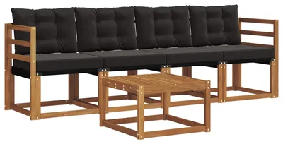 Imagen del producto de Conjunto de sofás de exterior con cojín 5 pcs Natural y