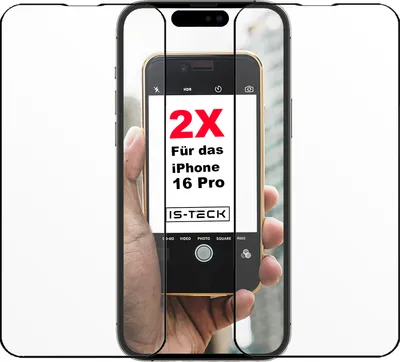 Produktbild von 2x Für iPhone 16 Pro Full Cover Panzer Schutz Glas Displayschutz Glas 9H Mit Schwarzem Rand