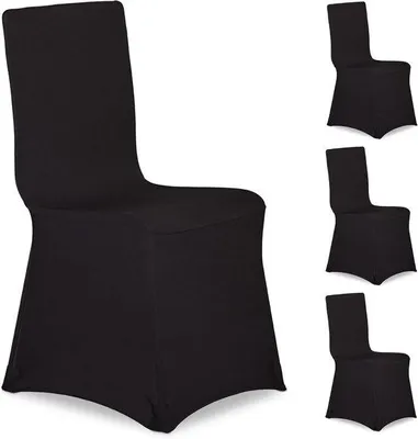 Produktbild von Famanu Stuhlhussen Set - 4 Stück - Universelle Stretch-Stuhlhussen - Schwarz