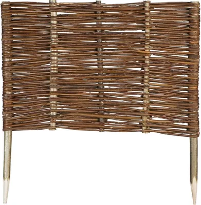 Produktbild von Weide Beeteinfassung in 16 Größen Weidenzaun Rasenkante Beetbegrenzung Steckzaun imprägniert mit Buchepflöcken für leichtes Einsetzen Palisade  Länge: 60 cm Höhe: 40 cm