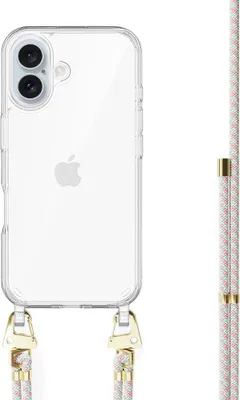Produktbild von Aqua Pink Transparant Cord Hülle  - Kompatibel mit iPhone 17