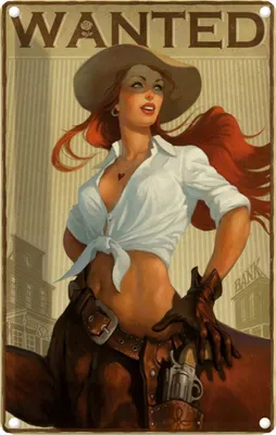 Produktbild von vianmo Blechschild 30x20 cm Pinup wanted Cowgirl Pin Up
