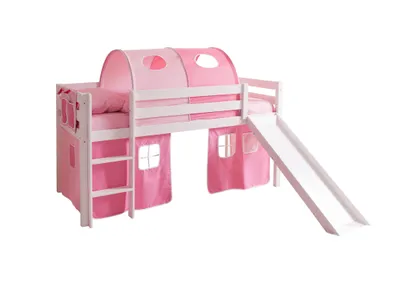 Produktbild von Rutschbett "Manuel" Kiefer Weiß Classic (Rosa-Pink)